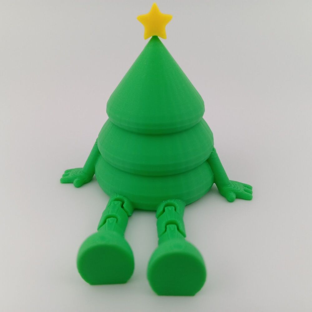 3D Printed - Flexi / Articulated Christmas Tree - Novelty Desktop Buddy Toy 3x2"